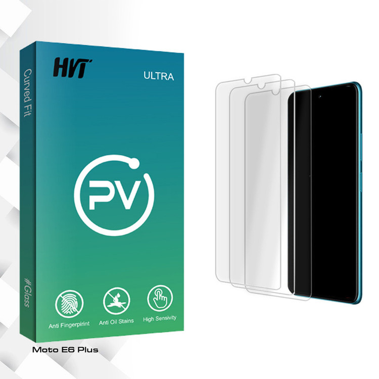 محافظ صفحه نمایش شیشه ای اچ وی تی مدل PV Glass MIX3 مناسب برای گوشی موبایل موتورولا Moto E6 Plus بسته سه عددی