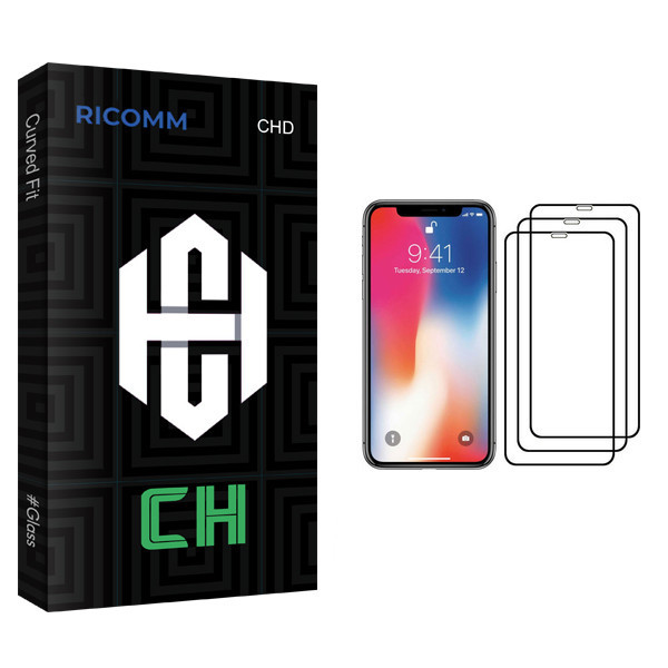 محافظ صفحه نمایش ریکام مدل CH glass مناسب برای گوشی موبایل اپل iPhone X بسته سه عددی
