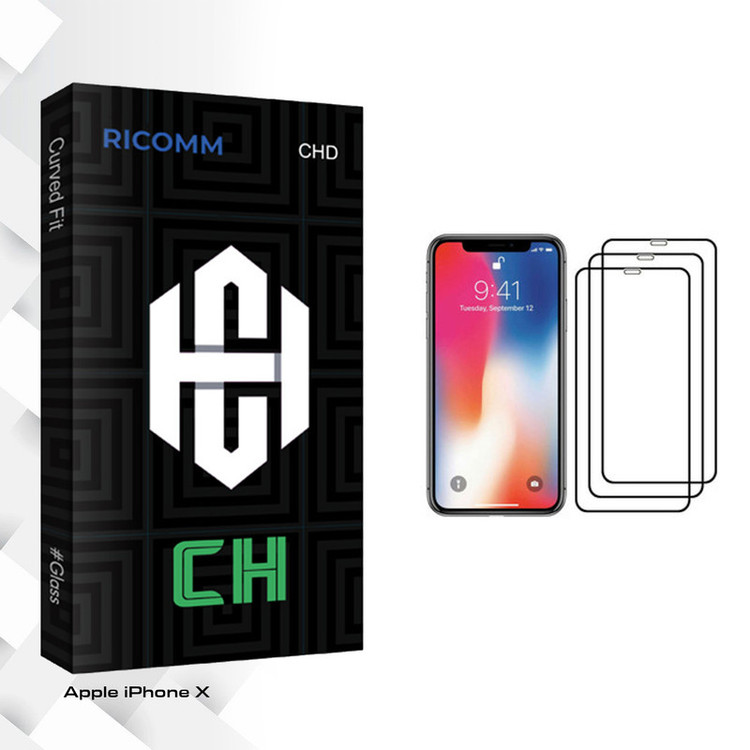 محافظ صفحه نمایش ریکام مدل CH glass مناسب برای گوشی موبایل اپل iPhone X بسته سه عددی