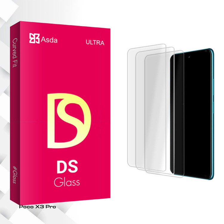 محافظ صفحه نمایش شیشه ای آسدا مدل DS Glass MIX3 مناسب برای گوشی موبایل شیائومی Poco X3 Pro بسته سه عددی