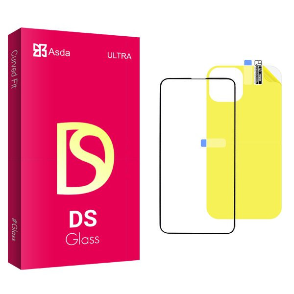 محافظ صفحه نمایش شیشه ای آسدا مدل DS مناسب برای گوشی موبایل اپل iPhone 14 Pro Max به همراه محافظ پشت گوشی