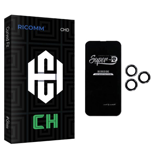 محافظ صفحه نمایش ریکام مدل CH SuperD مناسب برای گوشی موبایل اپل iPhone 14 Pro Max به همراه محافظ لنز گوشی