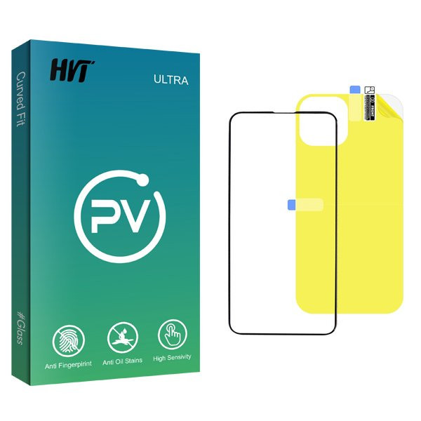 محافظ صفحه نمایش شیشه ای اچ وی تی مدل PV مناسب برای گوشی موبایل اپل iPhone 14 Pro Max به همراه محافظ پشت گوشی