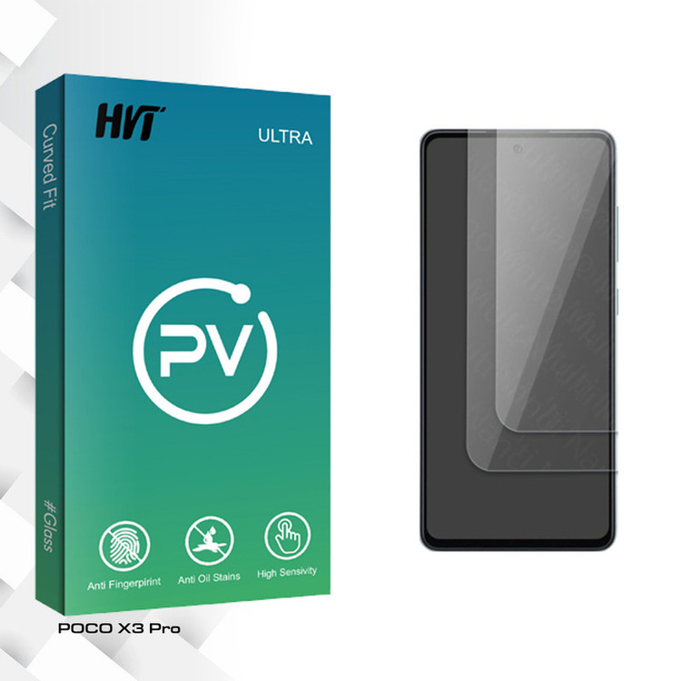 محافظ صفحه نمایش شیشه ای اچ وی تی مدل PV Glass مناسب برای گوشی موبایل شیائومی POCO X3 Pro بسته دو عددی