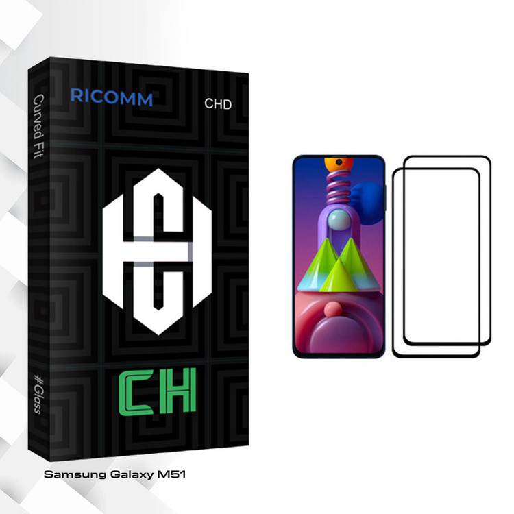 محافظ صفحه نمایش ریکام مدل CH glass مناسب برای گوشی موبایل سامسونگ Galaxy M51 بسته دو عددی