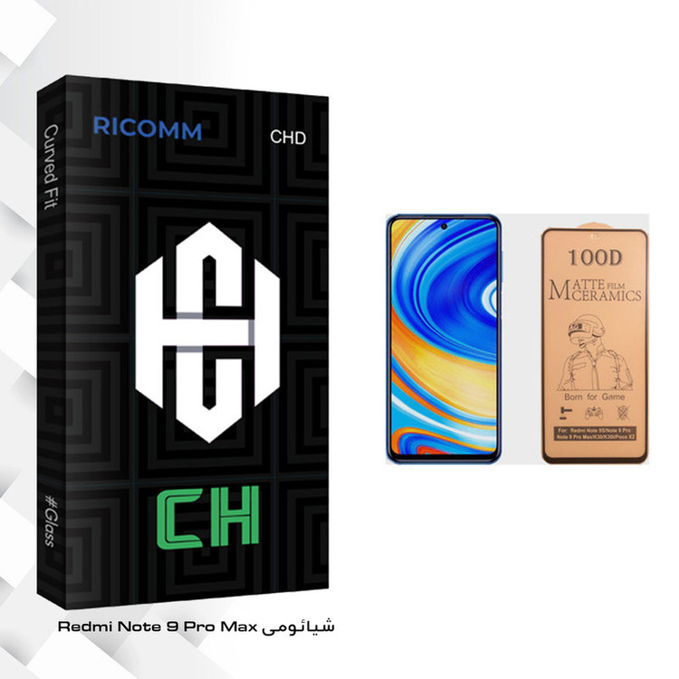 برای محافظ صفحه نمایش سرامیکی ریکام مدل CH glass مناسب گوشی موبایل شیائومی Redmi Note 9 Pro Max