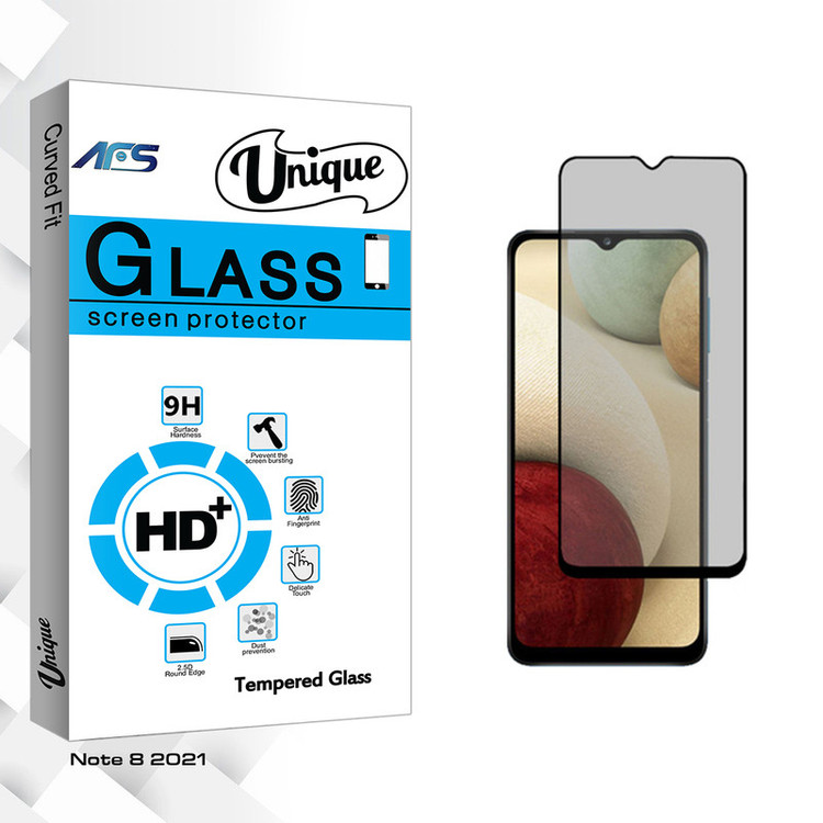 محافظ صفحه نمایش سرامیکی حریم شخصی ای اف اس مدل Unique Glass NEW مناسب برای گوشی موبایل شیائومی Note 8 2021