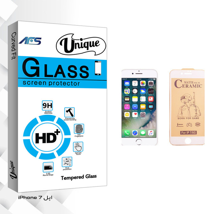محافظ صفحه نمایش سرامیکی ای اف اس مدل Unique Glass مناسب برای گوشی موبایل اپل iPhone 7