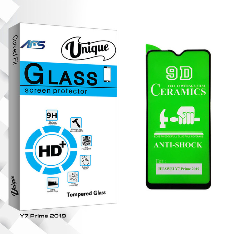 محافظ صفحه نمایش 9D ای اف اس مدل Unique Glass مناسب برای گوشی موبایل هوآوی Y7 Prime 2019