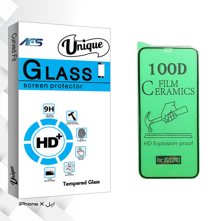 محافظ صفحه نمایش سرامیکی ای اف اس مدل Unique Glass مناسب برای گوشی موبایل اپل iPhone X