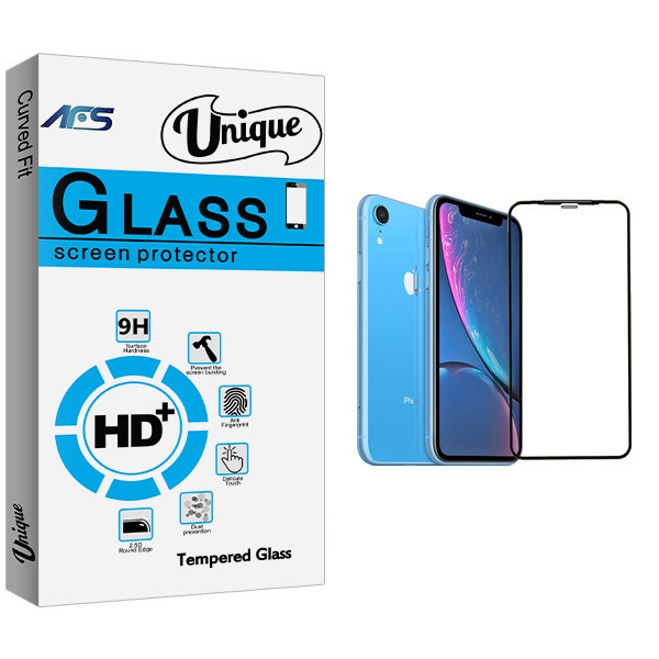 محافظ صفحه نمایش 5D ای اف اس مدل Unique Glass مناسب برای گوشی موبایل اپل iPhone XR