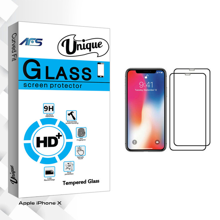 محافظ صفحه نمایش ای اف اس مدل Unique Glass مناسب برای گوشی موبایل اپل iPhone X بسته دو عددی