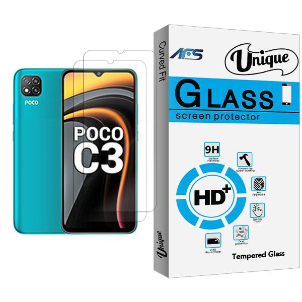 محافظ صفحه نمایش ای اف اس مدل Unique Glass MIX002 مناسب برای گوشی موبایل شیائومی Poco C3 بسته دو عددی