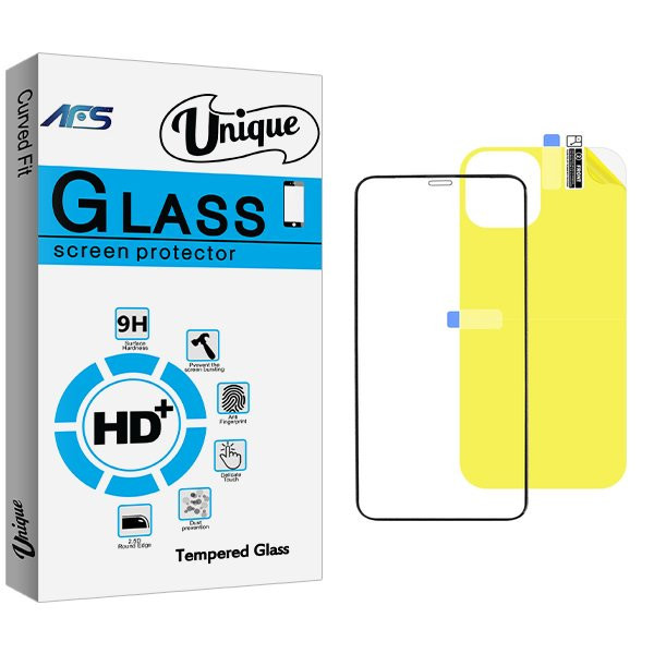 محافظ صفحه نمایش شیشه ای ای اف اس مدل Unique مناسب برای گوشی موبایل اپل iPhone 11 به همراه محافظ پشت گوشی