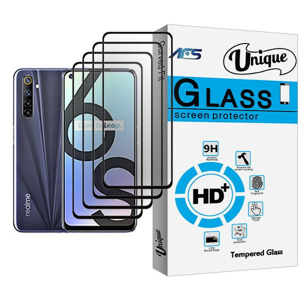 محافظ صفحه نمایش ای اف اس مدل Unique Glass MIX004 مناسب برای گوشی موبایل ریلمی 6S بسته چهار عددی