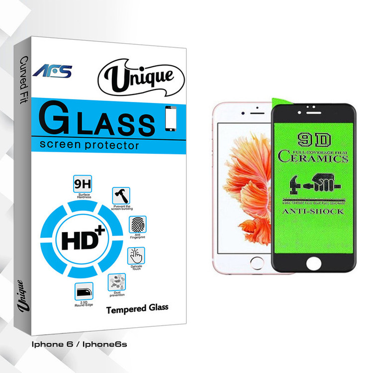 محافظ صفحه نمایش 9D ای اف اس مدل Unique Glass مناسب برای گوشی موبایل اپل iphone 6 / 6s