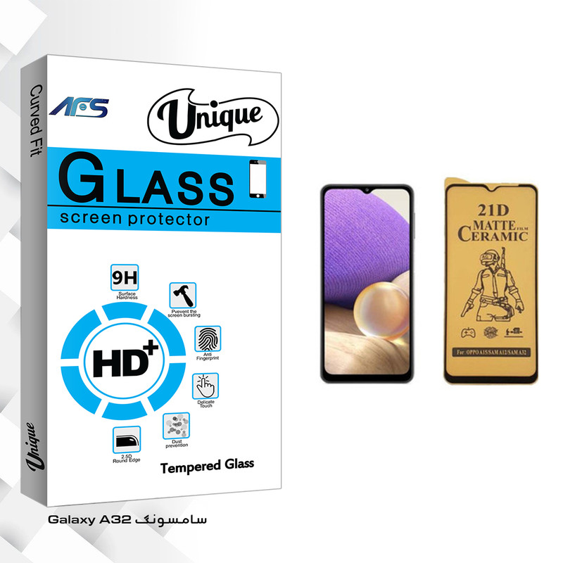 محافظ صفحه نمایش سرامیکی ای اف اس مدل Unique Glass مناسب برای گوشی موبایل سامسونگ Galaxy A32