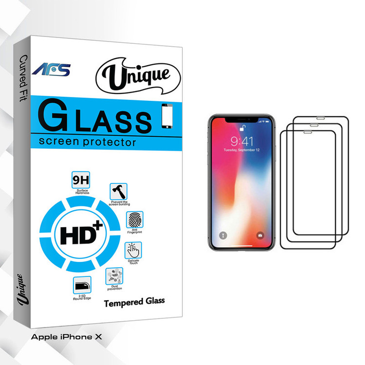 محافظ صفحه نمایش ای اف اس مدل Unique Glass مناسب برای گوشی موبایل اپل iPhone X بسته سه عددی