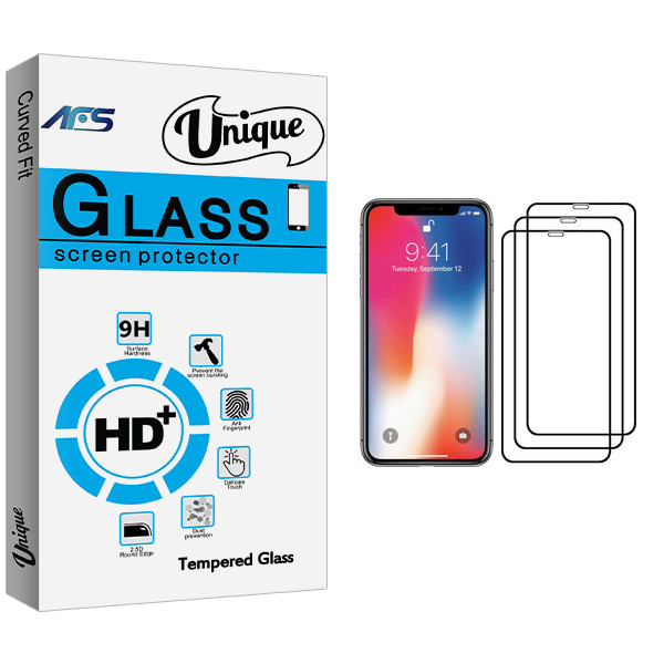 محافظ صفحه نمایش ای اف اس مدل Unique Glass مناسب برای گوشی موبایل اپل iPhone X بسته سه عددی
