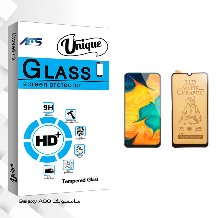 محافظ صفحه نمایش سرامیکی ای اف اس مدل Unique Glass مناسب برای گوشی موبایل سامسونگ Galaxy A30