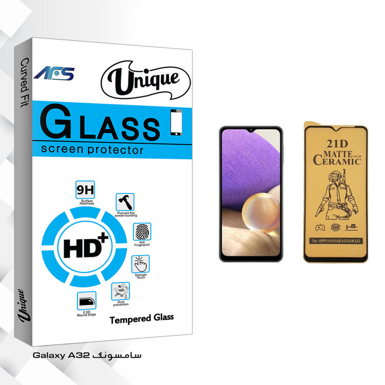 محافظ صفحه نمایش سرامیکی ای اف اس مدل Unique Glass مناسب برای گوشی موبایل سامسونگ Galaxy A32