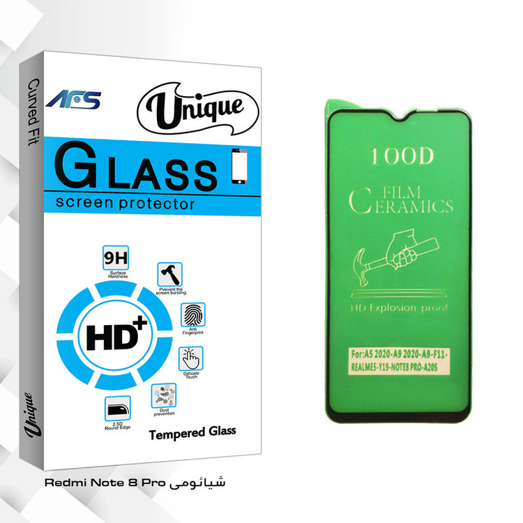 محافظ صفحه نمایش سرامیکی ای اف اس مدل Unique Glass مناسب برای گوشی موبایل شیائومی Redmi Note 8 Pro