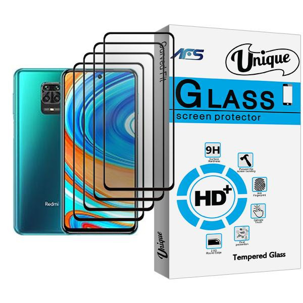 محافظ صفحه نمایش ای اف اس مدل Unique Glass MIX004 مناسب برای گوشی موبایل شیائومی Redmi Note 9 Pro Max بسته چهار عددی