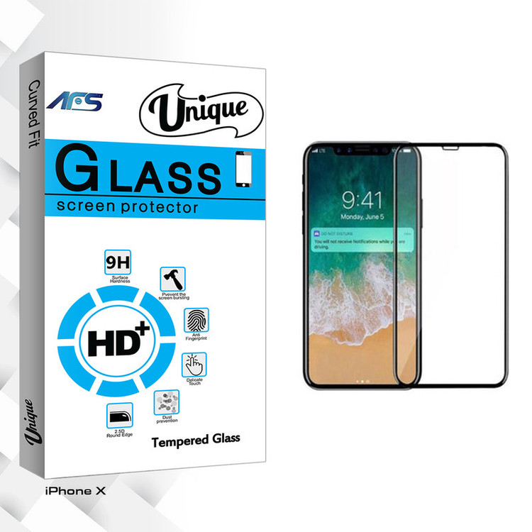 محافظ صفحه نمایش ای اف اس مدل Unique Glass مناسب برای گوشی موبایل اپل iPhone X