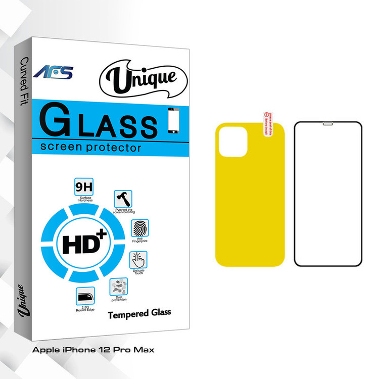 محافظ صفحه نمایش و پشت گوشی ای اف اس مدل Unique Glass مناسب برای گوشی موبایل اپل iPhone 12 Pro Max
