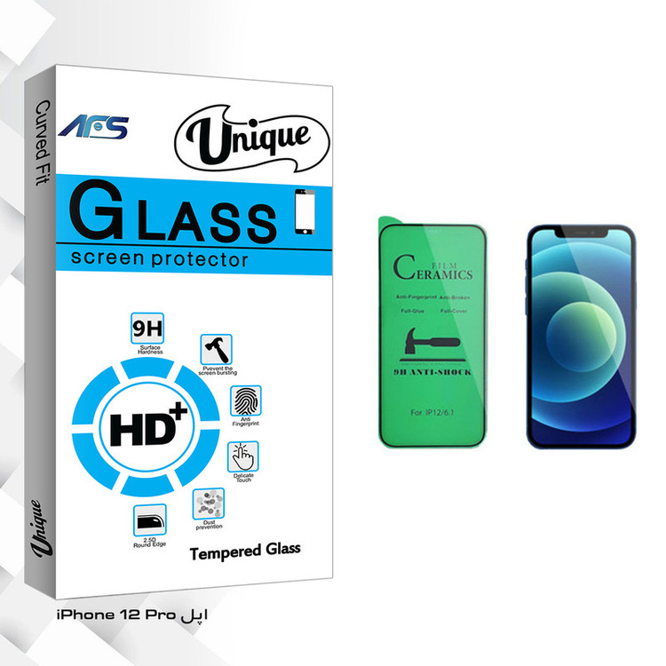 محافظ صفحه نمایش سرامیکی ای اف اس مدل Unique Glass مناسب برای گوشی موبایل اپل iPhone 12 Pro