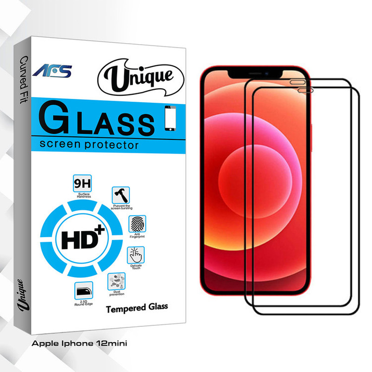 محافظ صفحه نمایش سرامیکی ای اف اس مدل Unique Glass مناسب برای گوشی موبایل اپل Iphone 12mini بسته دو عددی
