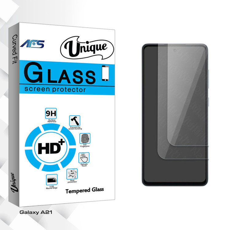 محافظ صفحه نمایش شیشه ای ای اف اس مدل Unique Glass مناسب برای گوشی موبایل سامسونگ Galaxy A21 بسته دو عددی