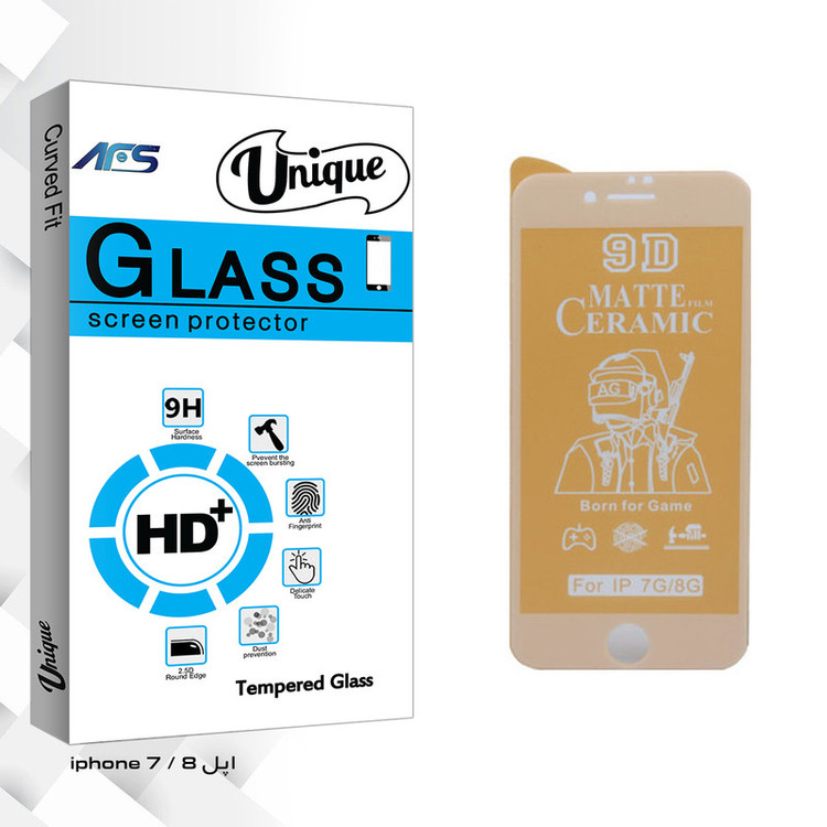 محافظ صفحه نمایش سرامیکی مات ای اف اس مدل Unique Glass مناسب برای گوشی موبایل اپل iphone 7 / 8