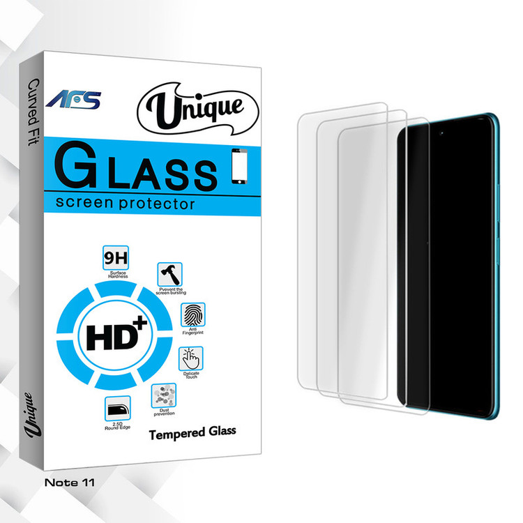 محافظ صفحه نمایش شیشه ای ای اف اس مدل Unique Glass MIX3 مناسب برای گوشی موبایل شیائومی Note 11 بسته سه عددی