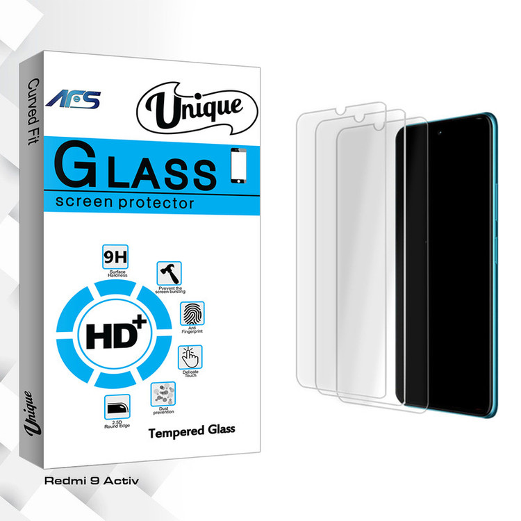 محافظ صفحه نمایش شیشه ای ای اف اس مدل Unique Glass MIX مناسب برای گوشی موبایل شیائومی Redmi 9 Activ بسته سه عددی