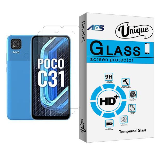 محافظ صفحه نمایش ای اف اس مدل Unique Glass MIX002 مناسب برای گوشی موبایل شیائومی Poco C31 بسته دو عددی