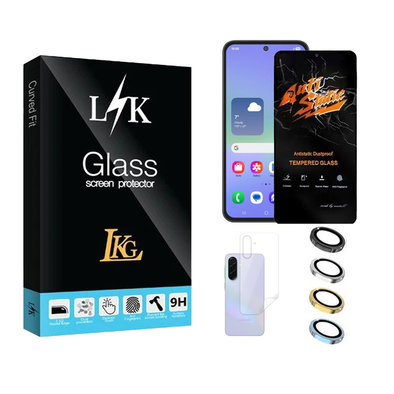 محافظ صفحه نمایش ال کا جی مدل LKK Antistatic مناسب برای گوشی موبایل سامسونگ Galaxy A36 5G به همراه محافظ پشت گوشی و محافظ لنز