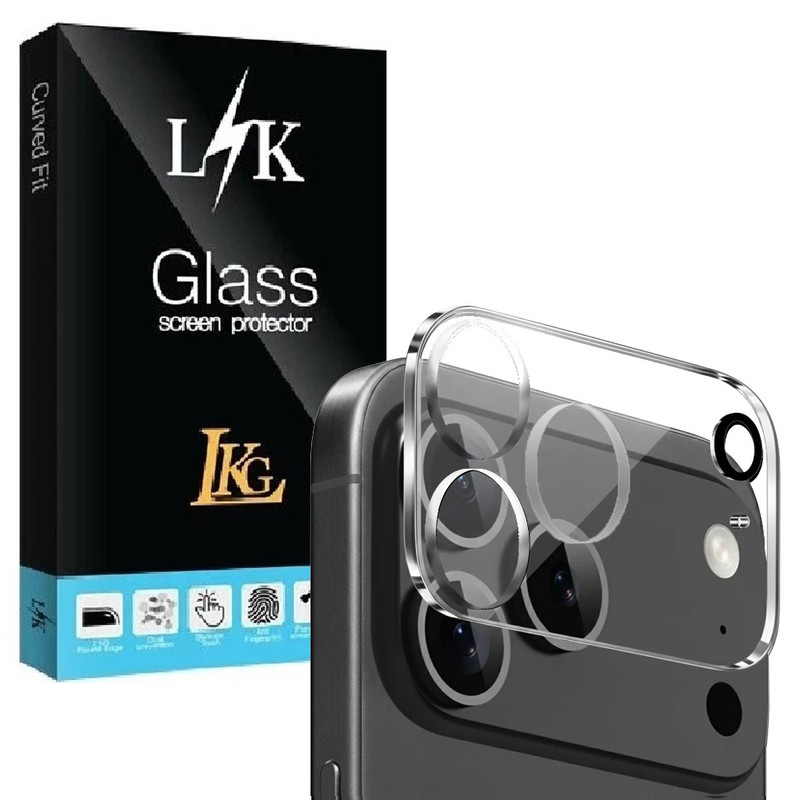 محافظ لنز دوربین شیشه‌ای ال کا جی مدل i17-CLR مناسب برای گوشی موبایل اپل iPhone 17 ProMax
