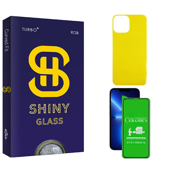 محافظ صفحه نمایش سرامیکی آتوچبو مدل Shiny مناسب برای گوشی موبایل اپل iPhone 13  به همراه محافظ پشت گوشی