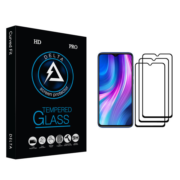 محافظ صفحه نمایش دلتا مدل Fit مناسب برای گوشی موبایل شیائومی Redmi Note 8 Pro بسته سه عددی