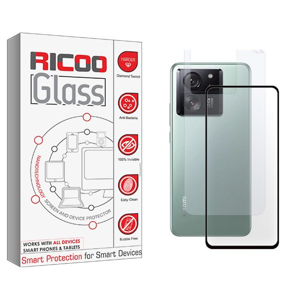 محافظ صفحه نمایش شیشه ای ریکو مدل RiC2 مناسب برای گوشی موبایل شیائومی 13T  به همراه محافظ پشت گوشی