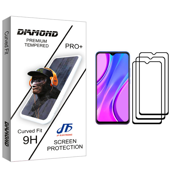 محافظ صفحه نمایش جی اف مدل Diamond glass مناسب برای گوشی موبایل شیائومی Redmi 9 بسته سه عددی
