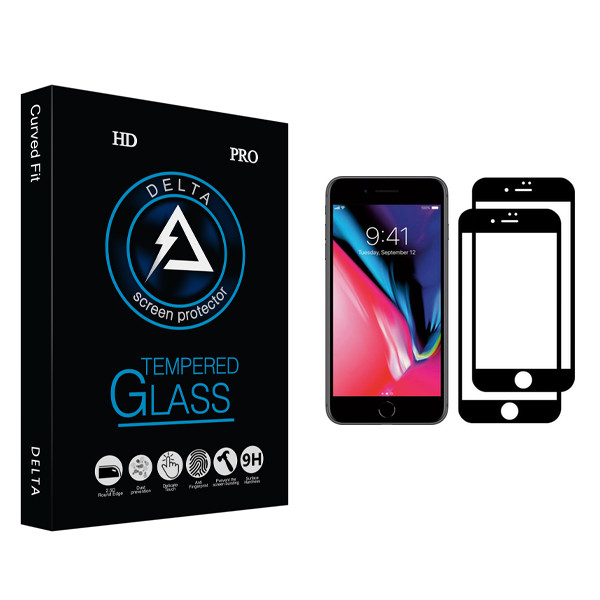 محافظ صفحه نمایش دلتا مدل HD مناسب برای گوشی موبایل اپل iPhone 8 بسته دو عددی