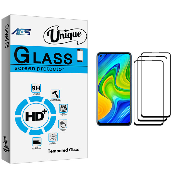 محافظ صفحه نمایش ای اف اس مدل Unique Glass مناسب برای گوشی موبایل شیائومی Redmi Note 9 بسته سه عددی