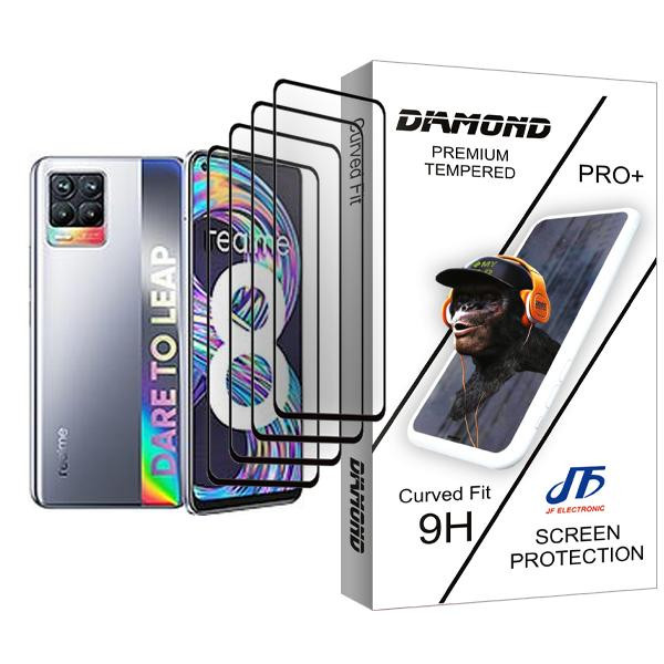 محافظ صفحه نمایش جی اف مدل Diamond Glass MIX004 مناسب برای گوشی موبایل ریلمی 8 بسته چهار عددی