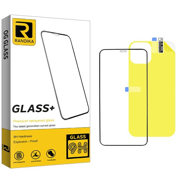 محافظ صفحه نمایش شیشه ای راندیکا مدل RK مناسب برای گوشی موبایل اپل iPhone 12 Pro  به همراه محافظ پشت گوشی