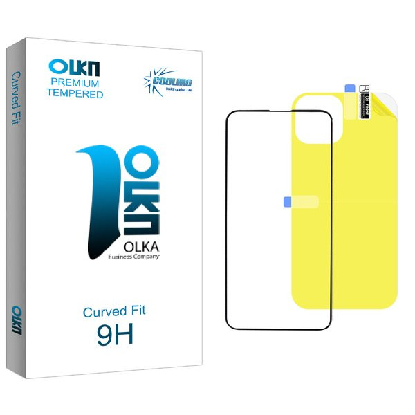 محافظ صفحه نمایش شیشه ای کولینگ مدل Olka مناسب برای گوشی موبایل اپل iPhone 13  به همراه محافظ پشت گوشی