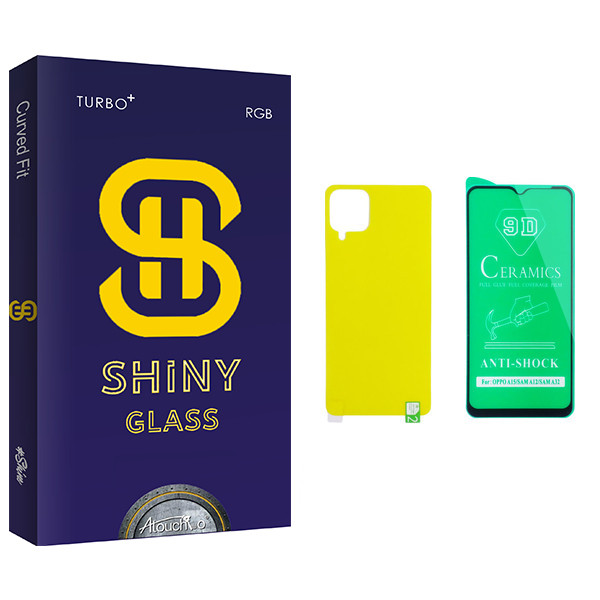 محافظ صفحه نمایش سرامیکی و پشت گوشی آتوچبو مدل Shiny Glass مناسب برای گوشی موبایل سامسونگ Galaxy A12