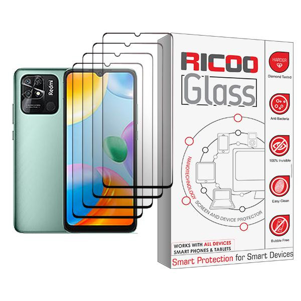 محافظ صفحه نمایش ریکو مدل Ricoo Glass MIX004 مناسب برای گوشی موبایل شیائومی Redmi 10C بسته چهار عددی