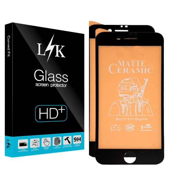 محافظ صفحه نمایش سرامیکی مات ال کی مدل +HD مناسب برای گوشی موبایل اپل Iphone 8 بسته دو عددی